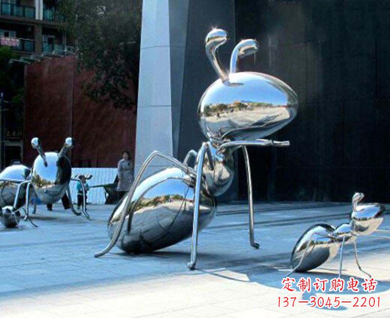 德州户外镜面不锈钢蚂蚁雕塑