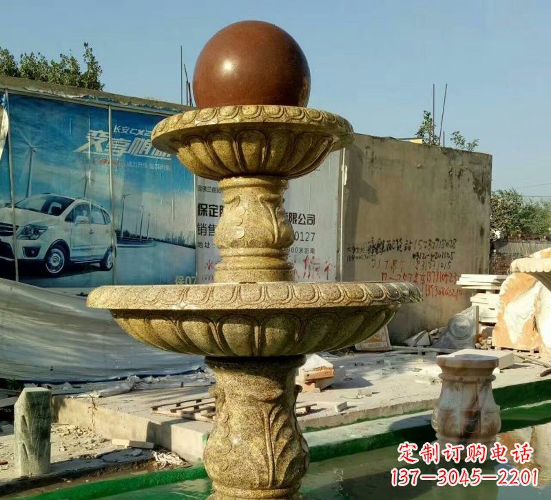 德州精美花岗岩双层风水球雕塑