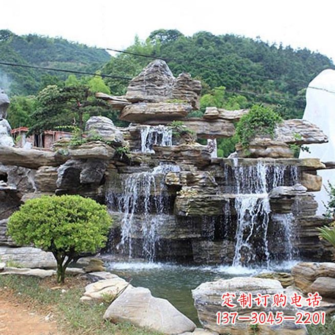 德州领雕塑让您的景区更精彩——奇石流水假山雕塑