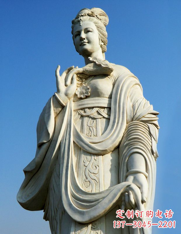 德州十二花神之七月鸡冠花蔡氏汉白玉古代美女雕像