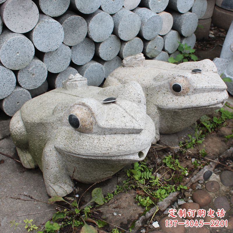 德州石雕青蛙喷水雕塑