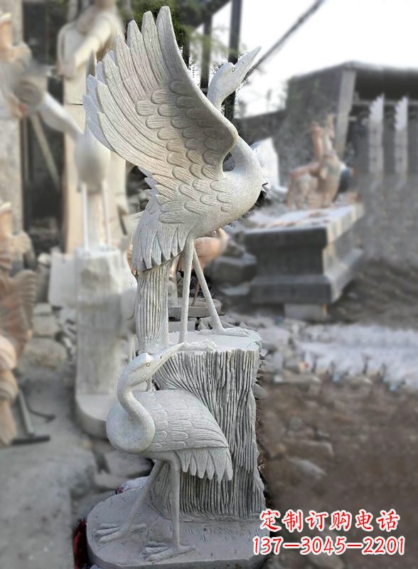 德州石雕仙鹤景观摆件