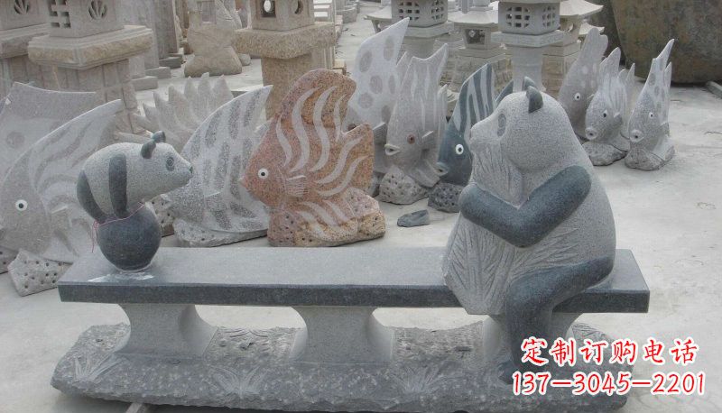 德州石雕熊猫座椅