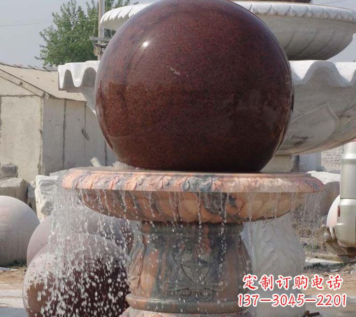 德州石来运转小型风水球喷泉石雕