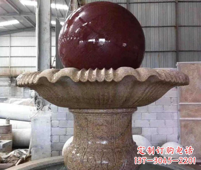 德州石来运转小型风水球喷泉石雕 (2)