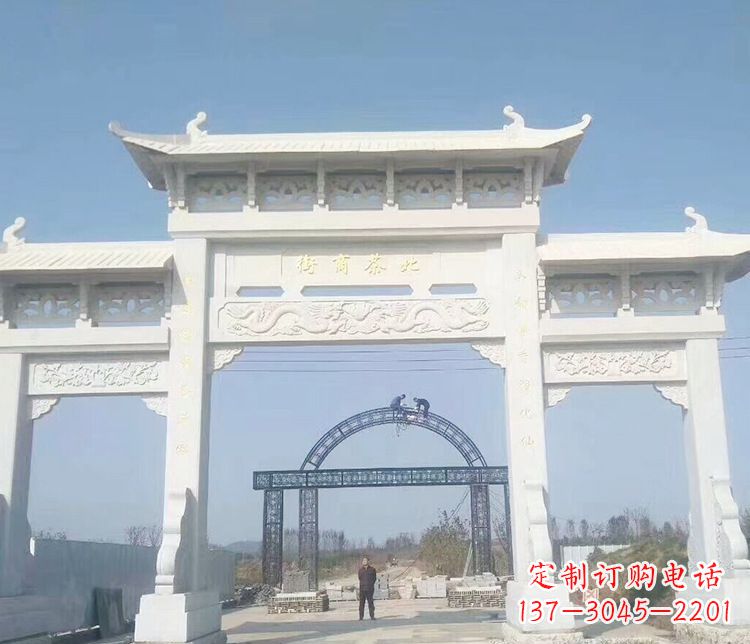 德州石牌坊三门牌坊石雕 (4)