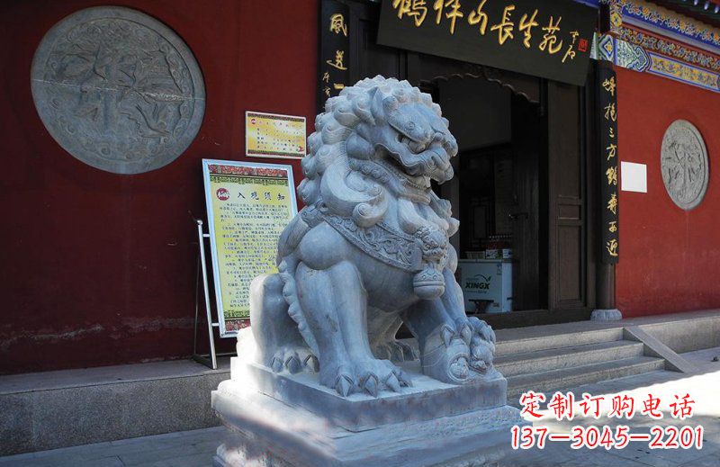 德州石狮子寺庙门口石雕