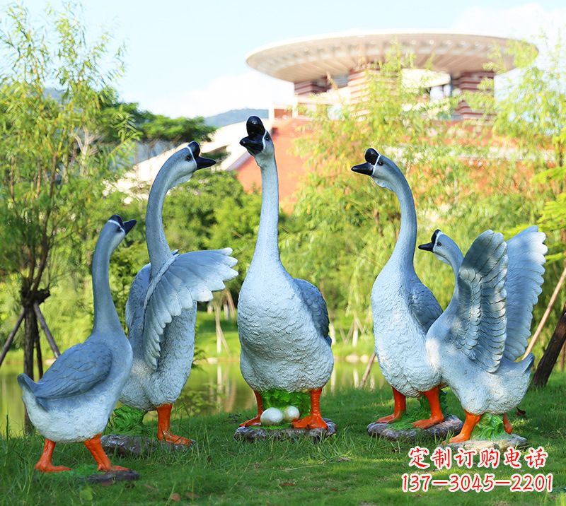 德州树脂工艺品玻璃钢雕塑商场美陈户外园林景观装饰品仿真动物鹅摆件