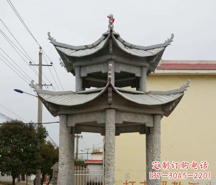 德州双层仿古凉亭石雕 (2)