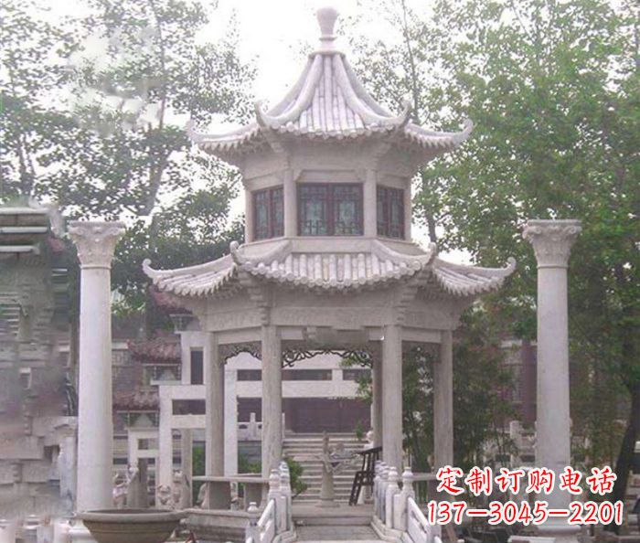 德州双层仿古凉亭石雕 (3)