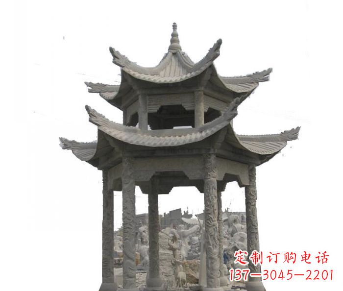 德州双层仿古石雕凉亭 (2)