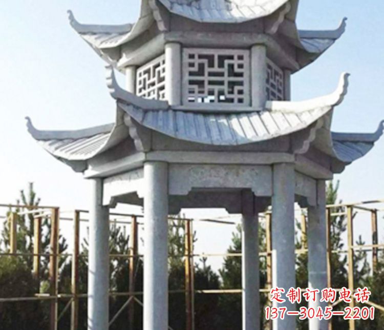 德州双层仿古石凉亭石雕_2