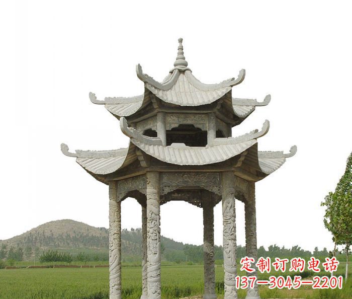 德州双层仿古石雕凉亭
