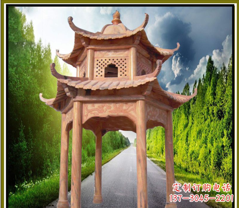 德州双层凉亭园林石雕