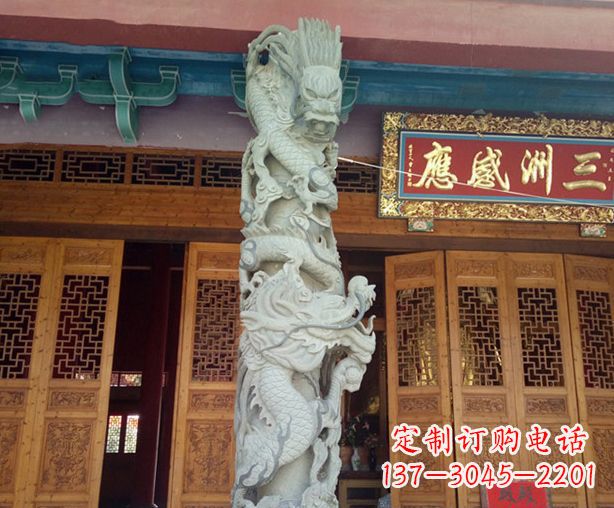德州寺庙景观龙柱石雕 (2)