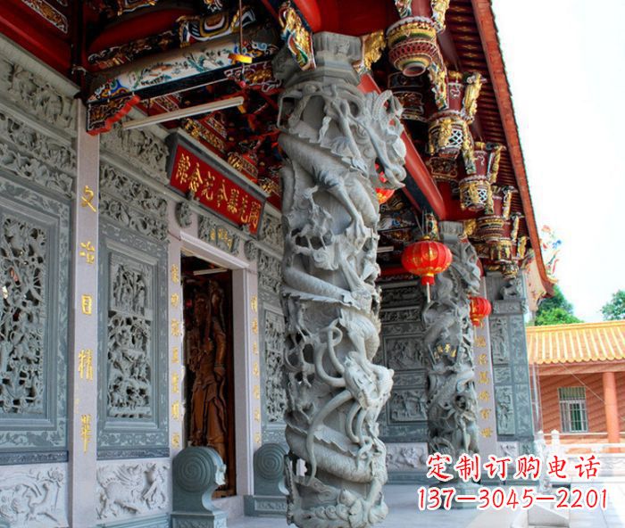 德州寺庙景观龙柱石雕