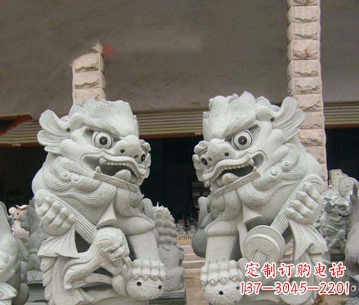 德州寺庙景观南方狮子石雕 (2)