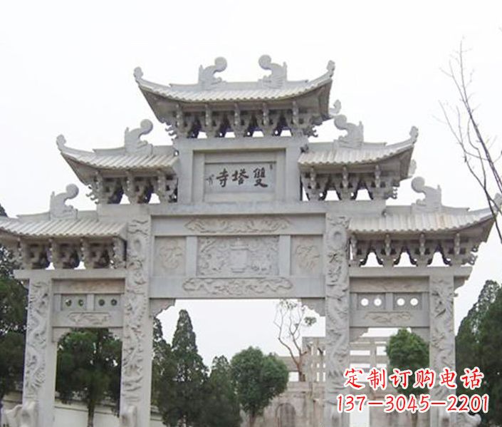 德州寺庙三门牌坊石雕 (2)