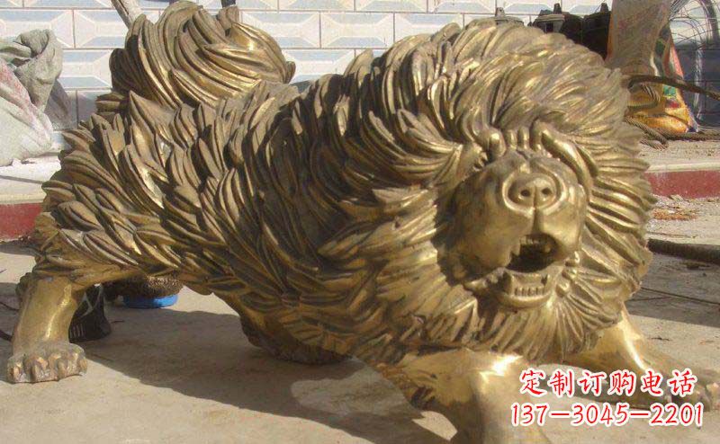 德州松狮犬动物铜雕