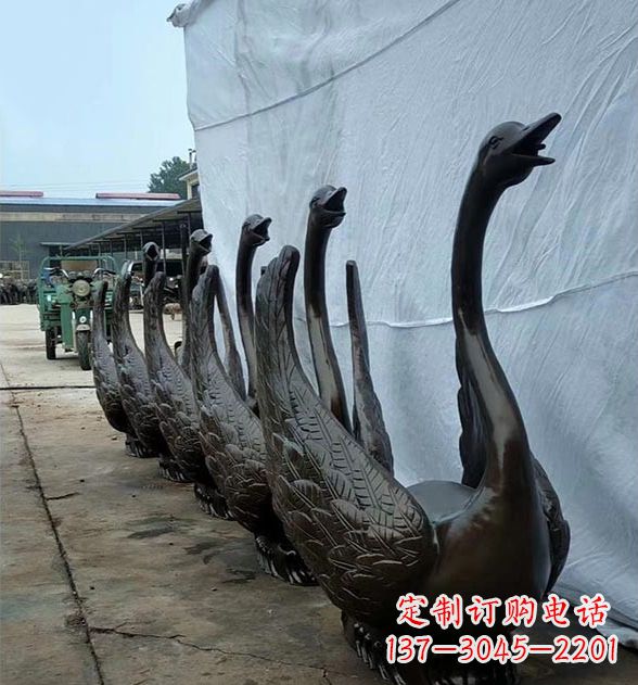 德州天鹅喷泉铜雕,园林喷泉水景流水组件