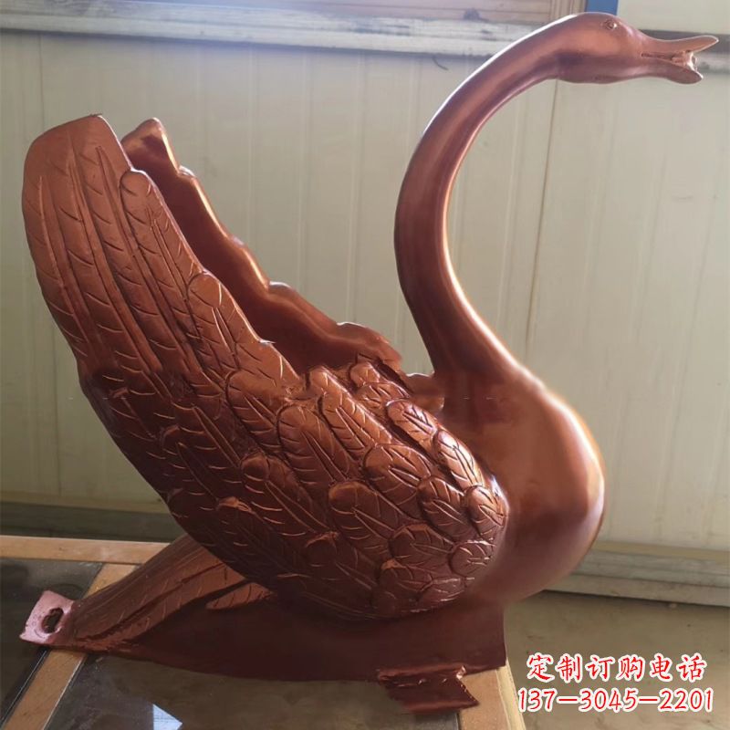 德州天鹅铜雕塑,喷泉吐水天鹅装饰摆件