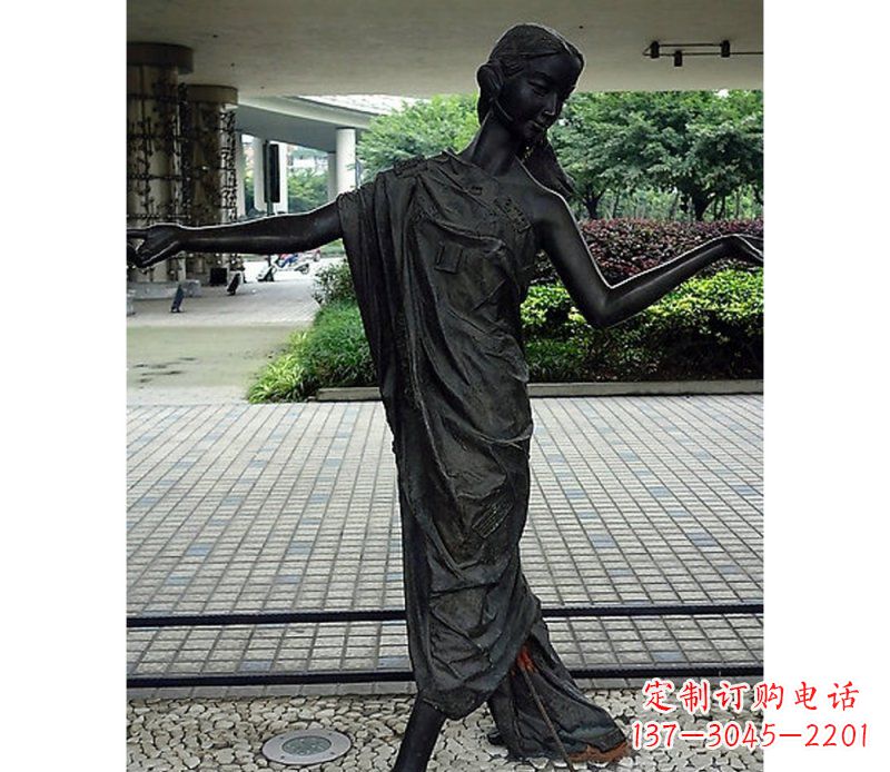 德州跳舞的女孩街边景观铜雕