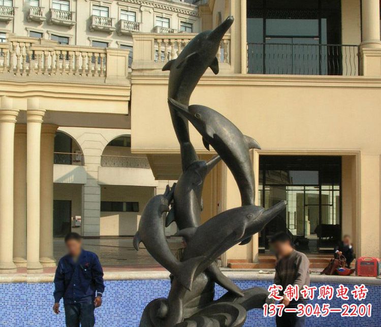 德州跳跃海豚景观铜雕