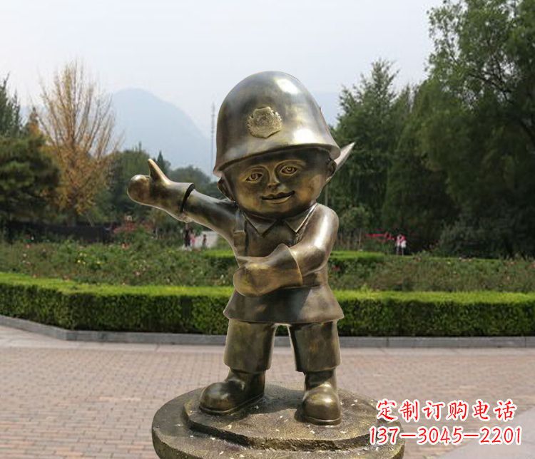 德州铜雕儿童交通警察