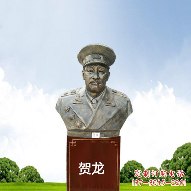 德州铜雕贺龙头像
