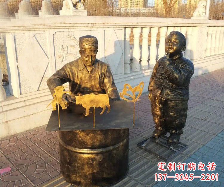 德州铜雕画糖人的人物