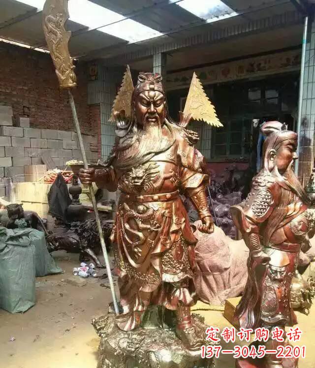 德州铜雕武财神持刀关公雕塑