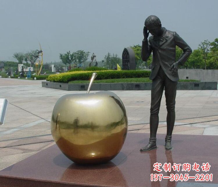 德州铜雕西方人物和苹果