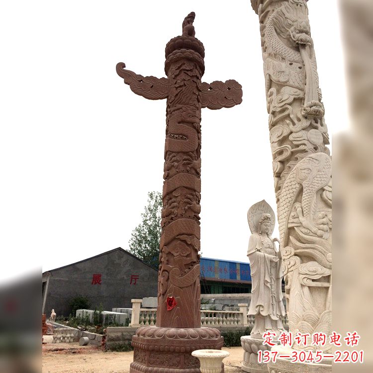德州晚霞红华表石柱
