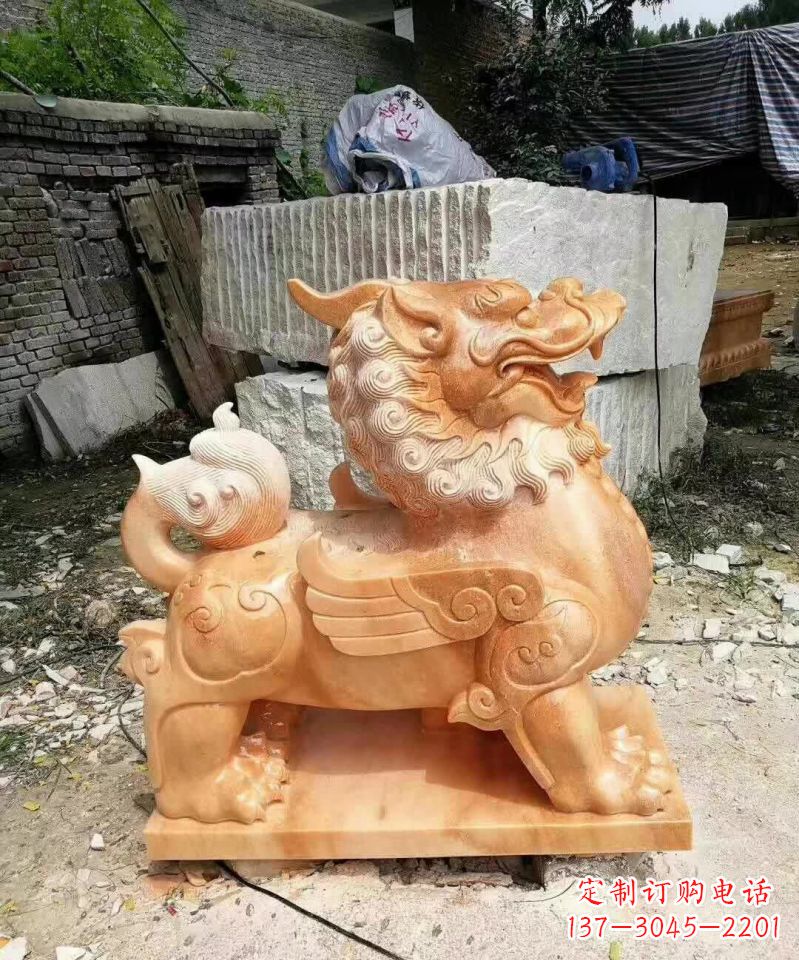 德州晚霞红貔貅雕塑1