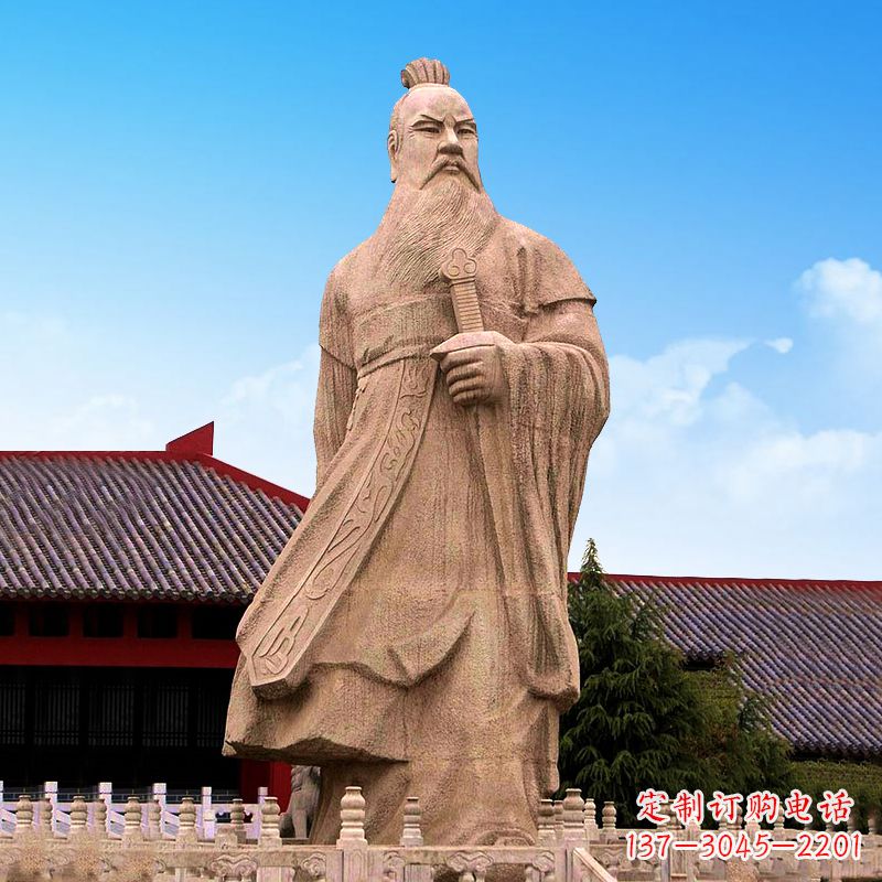 德州魏武帝曹操砂岩石雕塑像