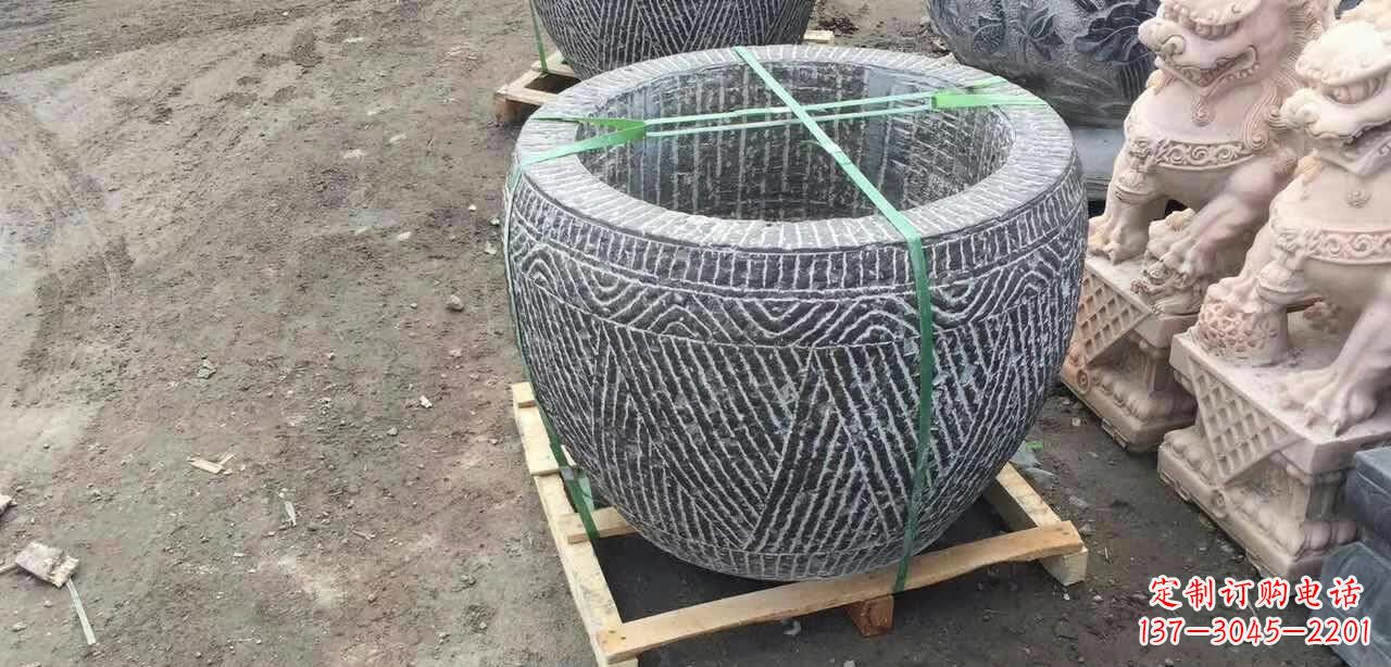 德州纹理石浮雕水缸