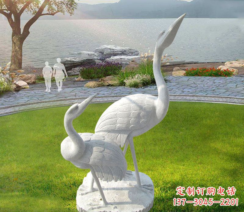 德州仙鹤石雕公园动物雕塑