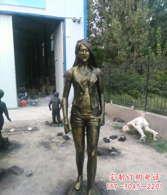 德州现代美女广场人物铜雕