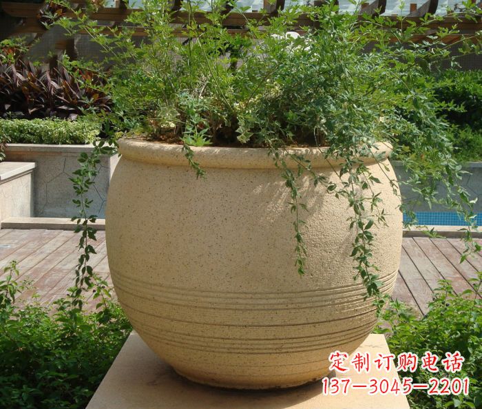 德州小区景观大理石花盆石雕 (2)