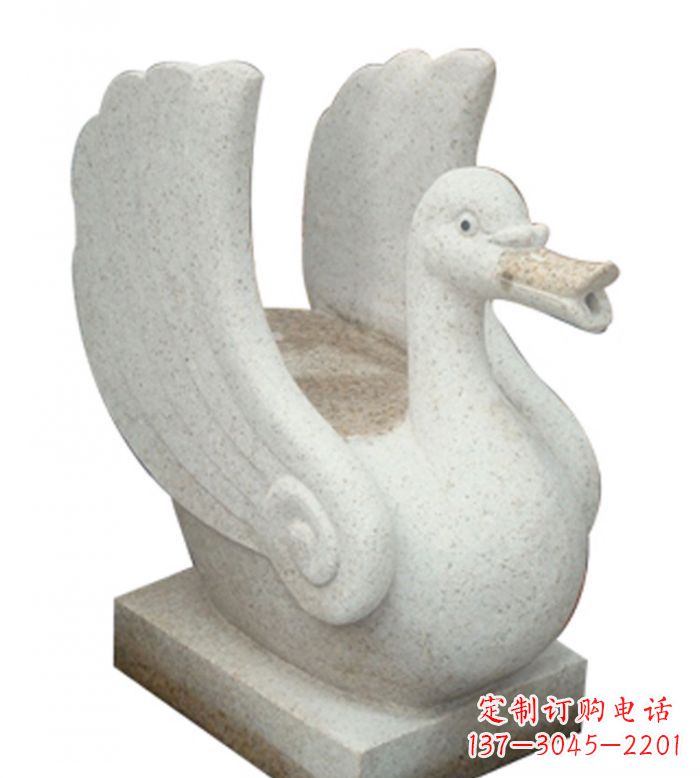 德州小区景观大理石天鹅喷泉石雕 (2)