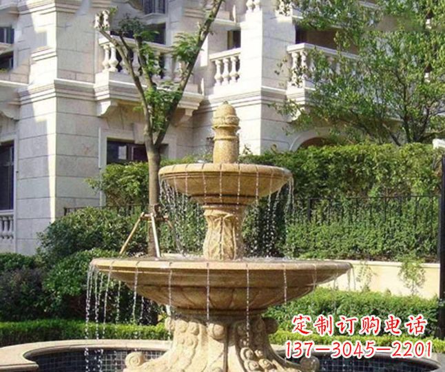 德州小区景观晚霞红多层喷泉石雕 (4)