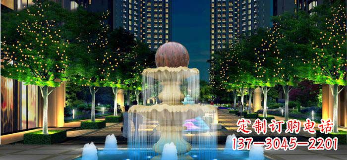 德州小区石来运转风水球石雕喷泉