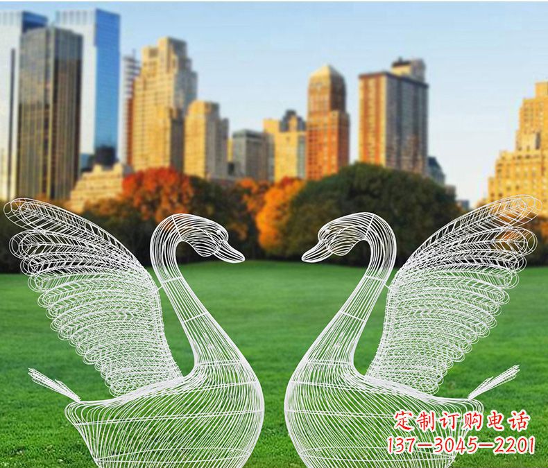 德州小区天鹅镂空不锈钢雕塑