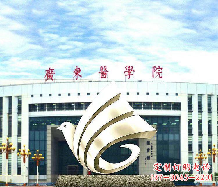 德州校园不锈钢抽象和平鸽雕塑