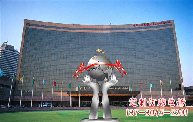 德州校园不锈钢双手捧地球雕塑