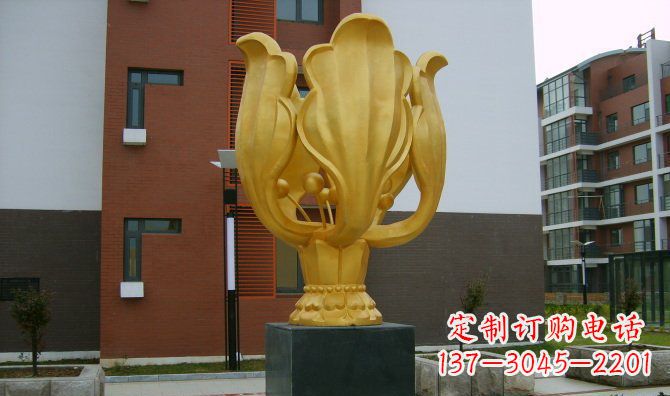 德州校园不锈钢紫荆花雕塑