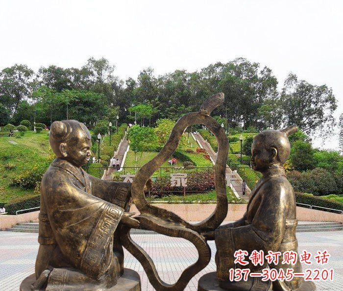 德州校园抽象孔融让梨铜雕