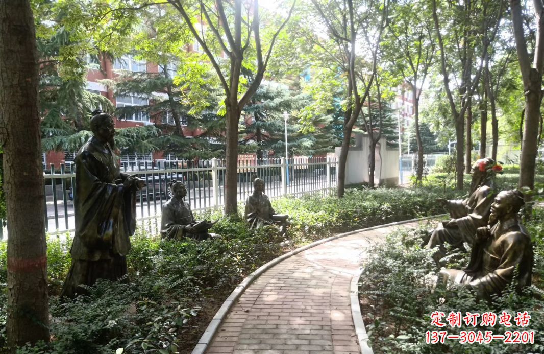 德州校园古代名人孔子讲学铜雕