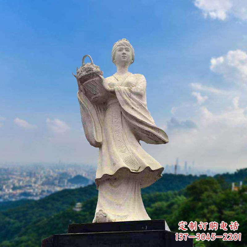 德州虞姬景观石雕像-景区园林古代美女雕塑