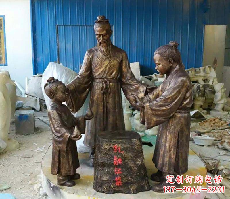 德州寓言故事孔融让梨人物铜雕